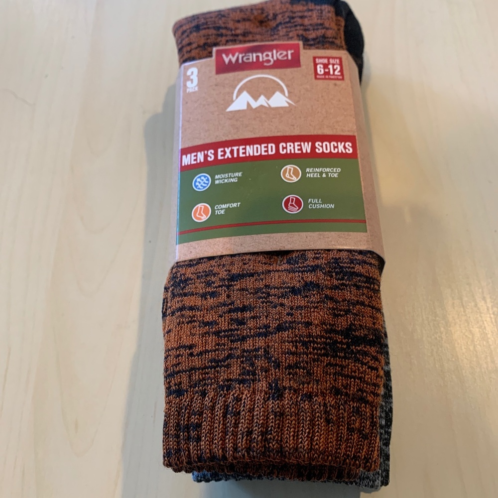 Wrangler men’s extended crew socks size 6-12